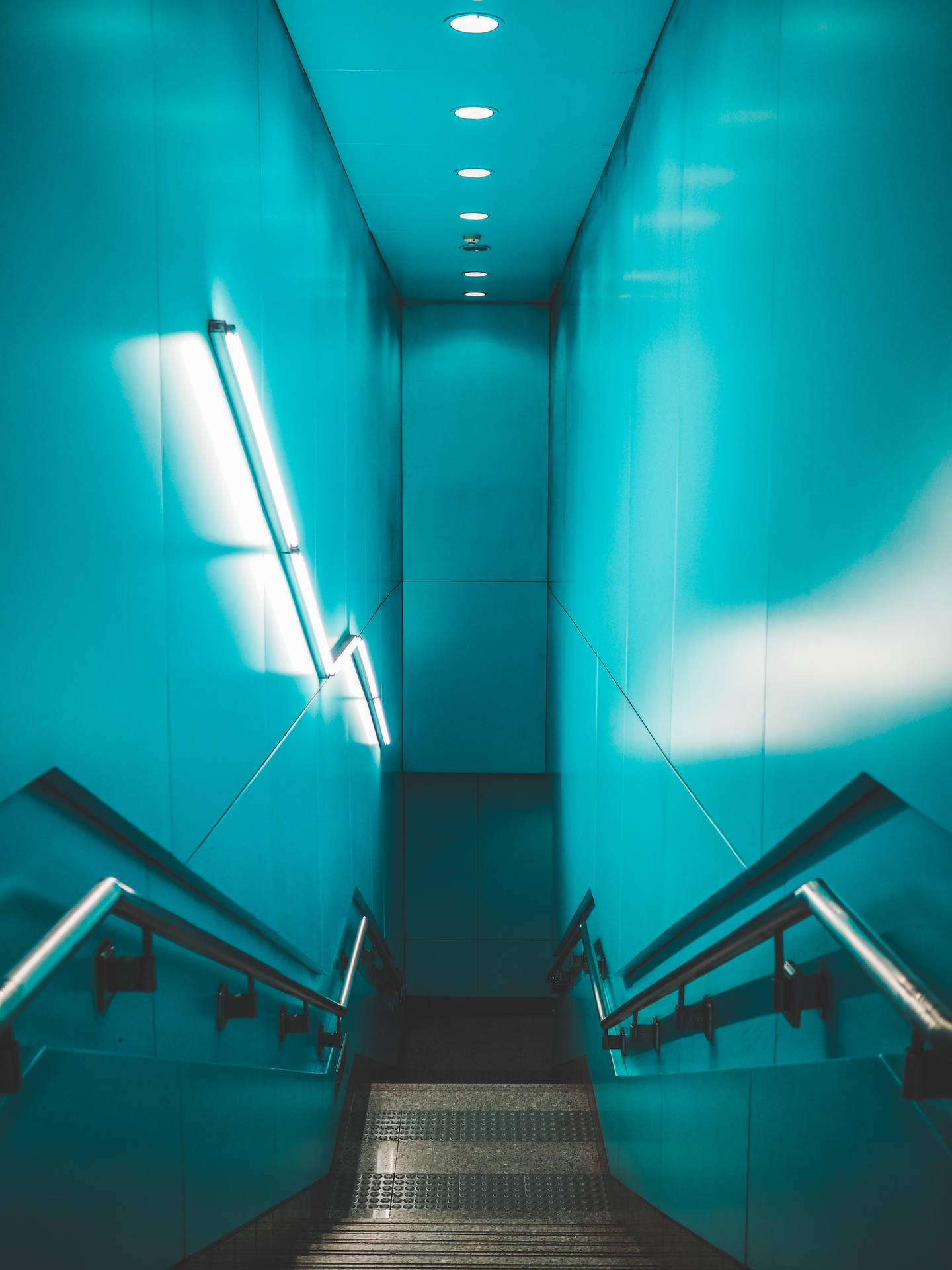 Neon Blue Stair Light Wallpaper