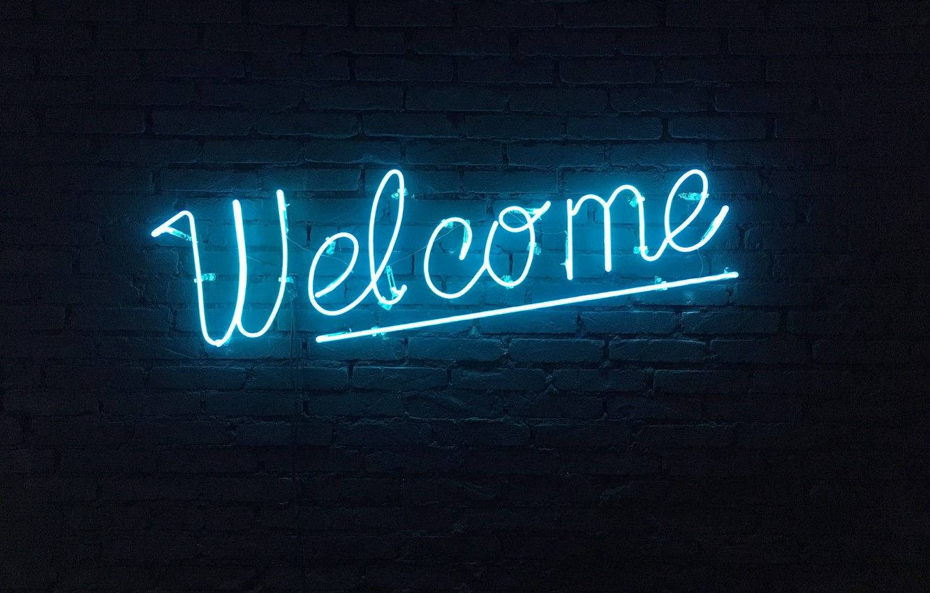 Neon Blue Welcome Sign Wallpaper