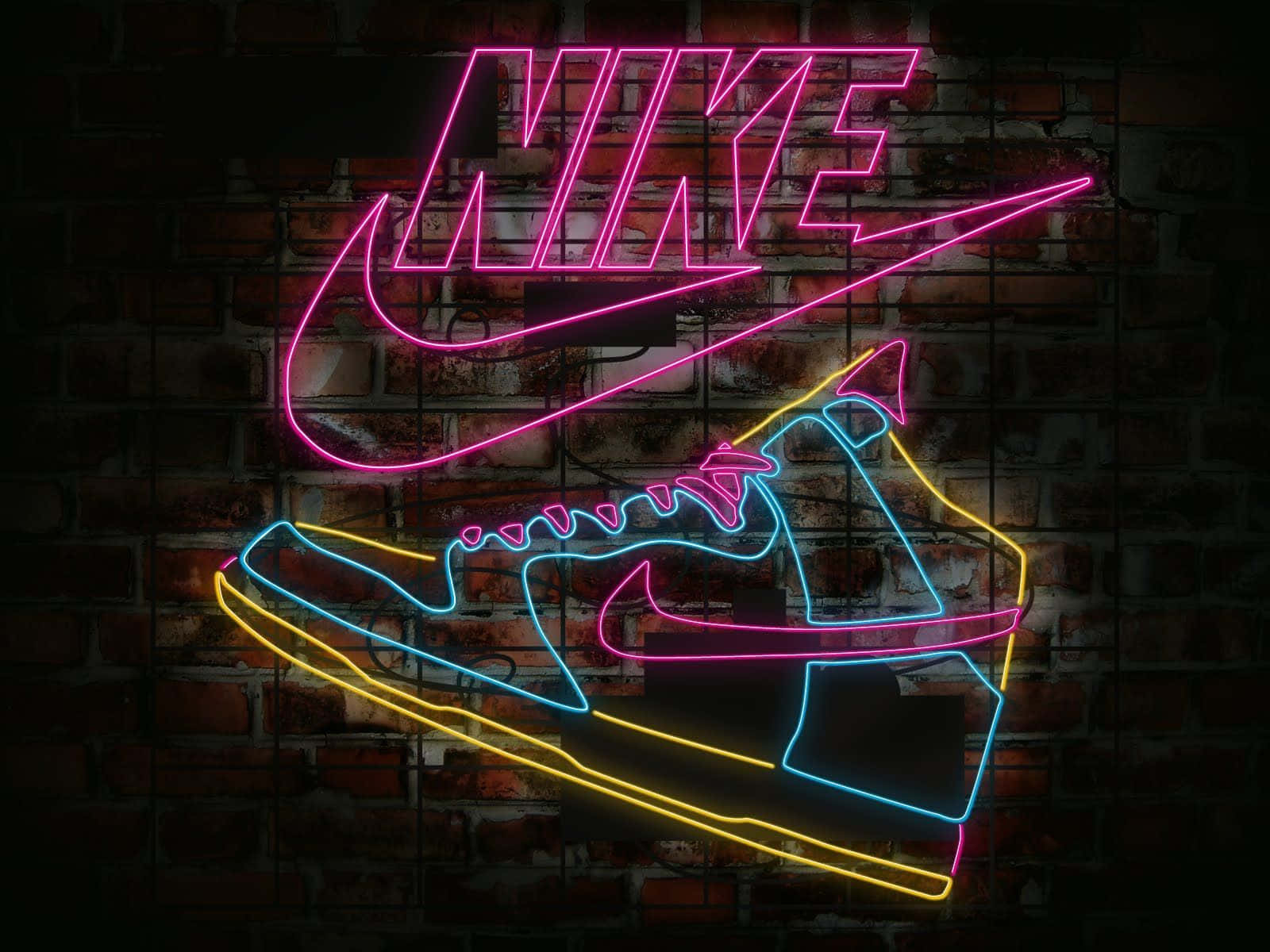 Neon Branded Sneaker Art Wallpaper