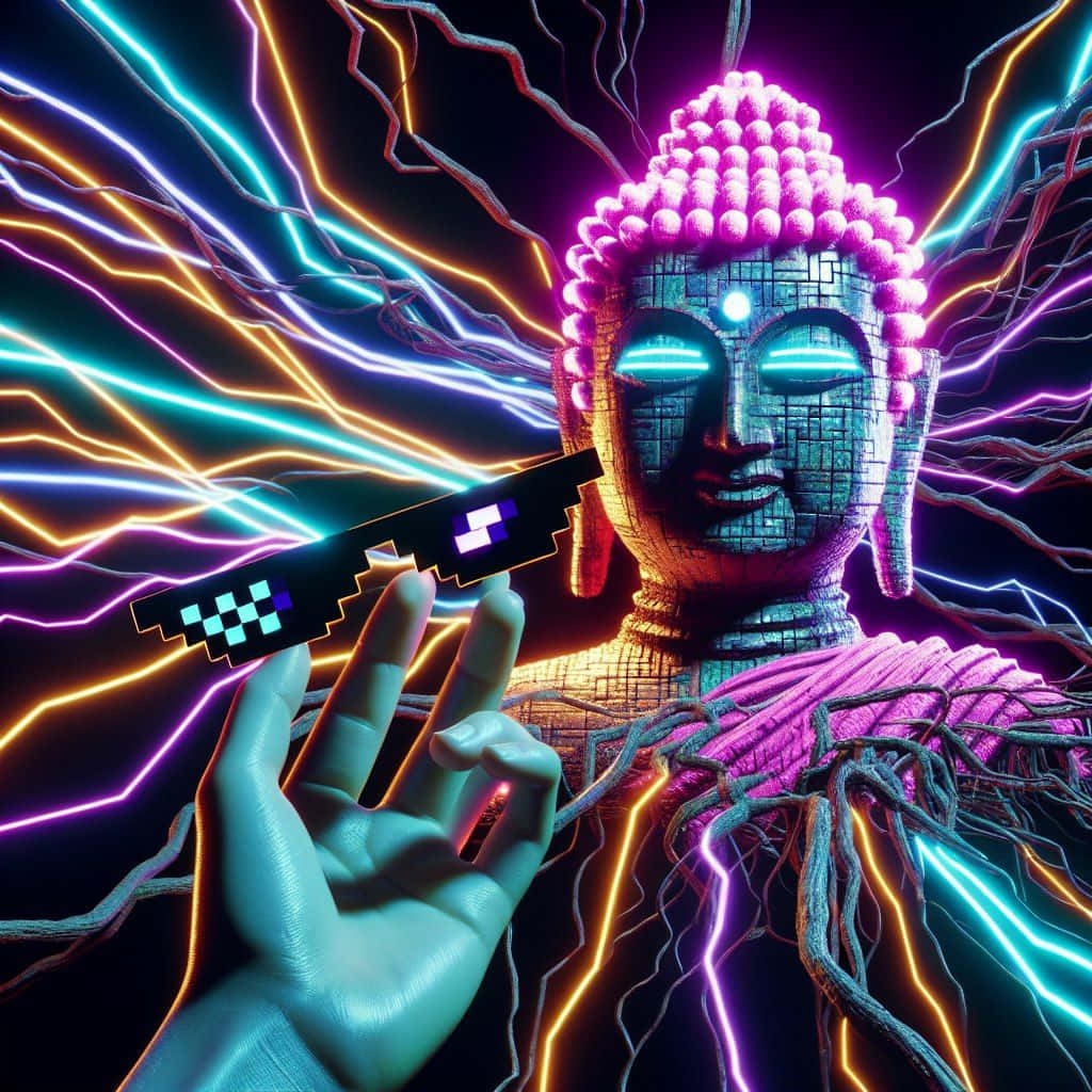 Neon Buddha Electric Vibes Wallpaper