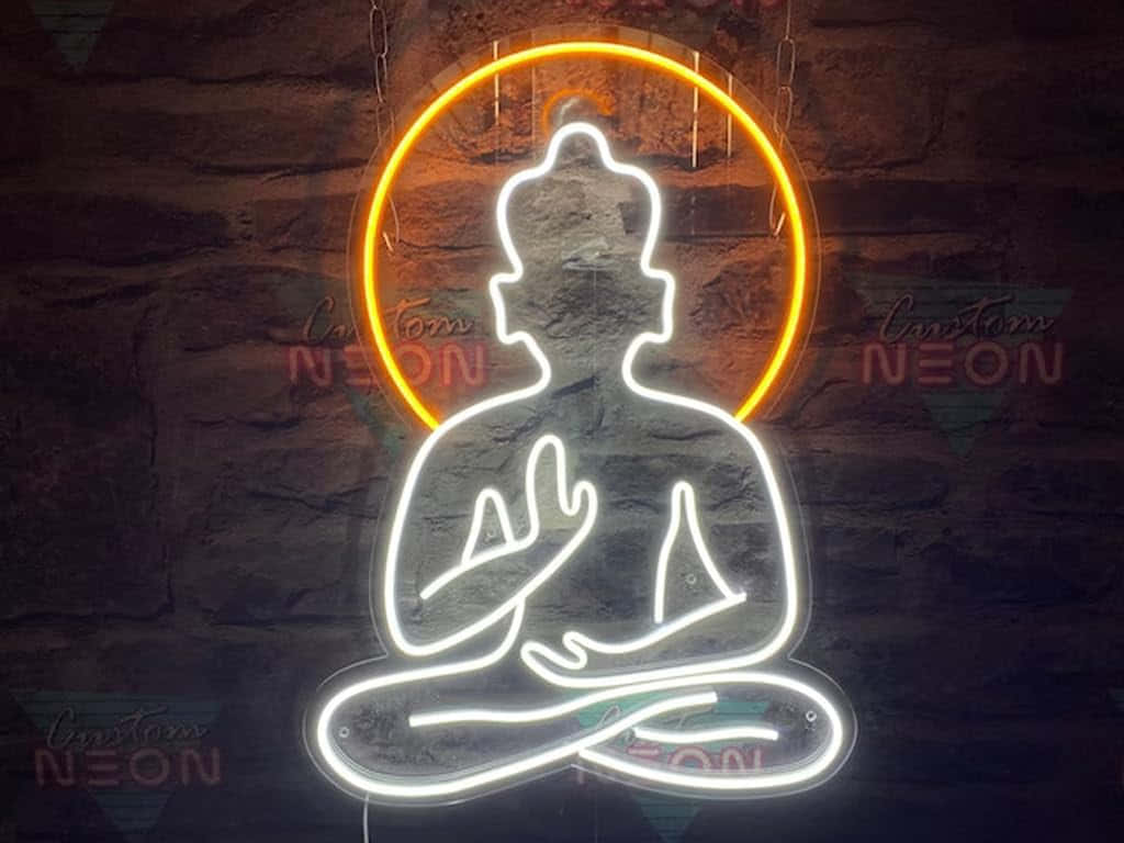 Download Neon Buddha Halo Sign Wallpaper | Wallpapers.com