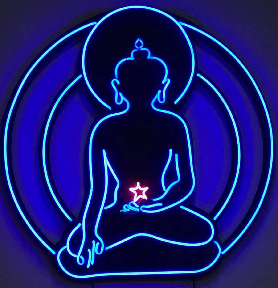 Neon Buddha Meditation Wallpaper