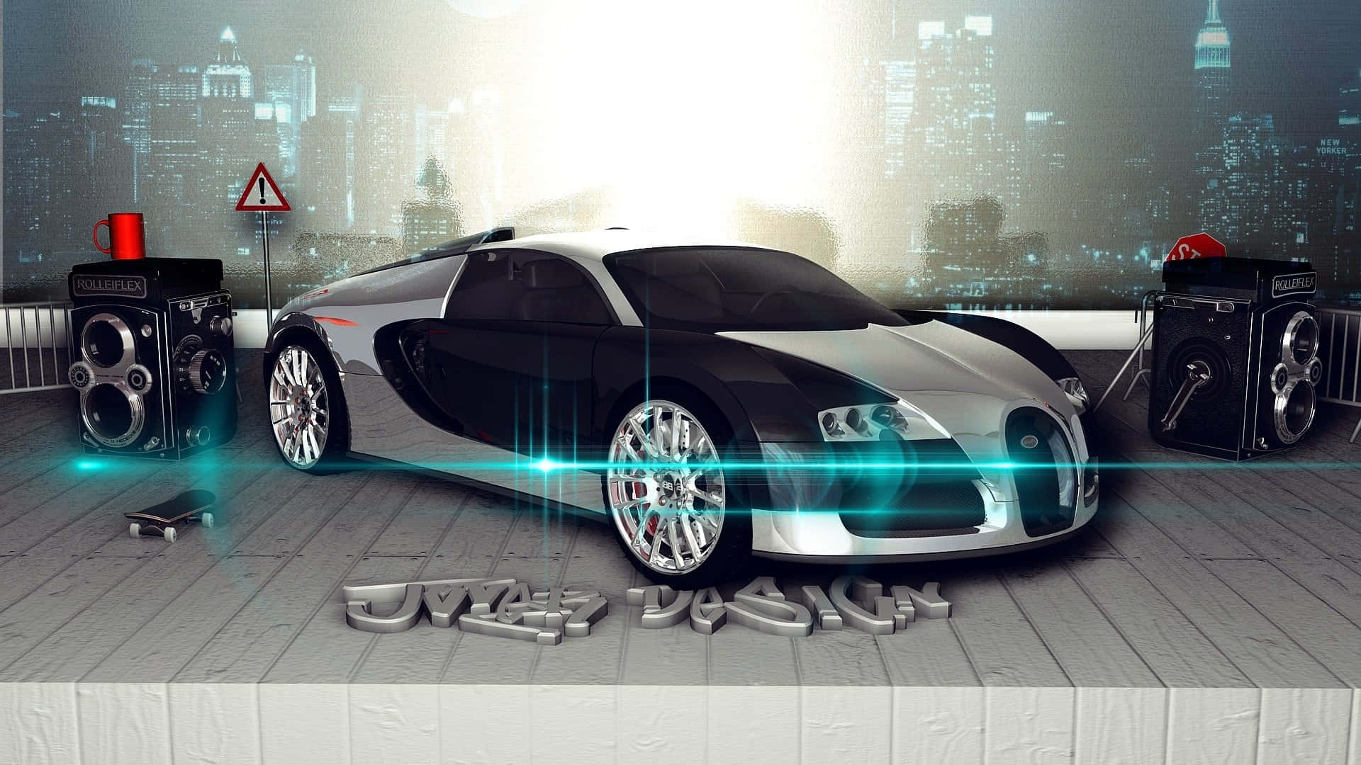 Bugatti Veyron DJ - Adobe Flash Animation Wallpaper
