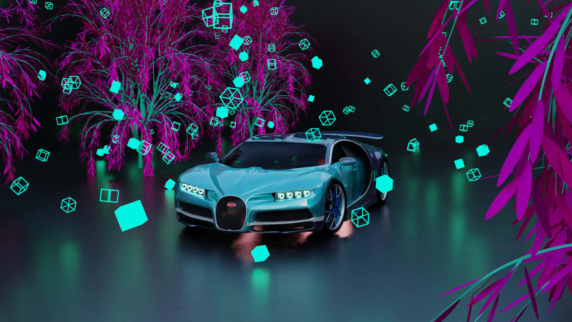 Snygg,snabb Och Elegant - Den Neonfärgade Bugattin. Wallpaper