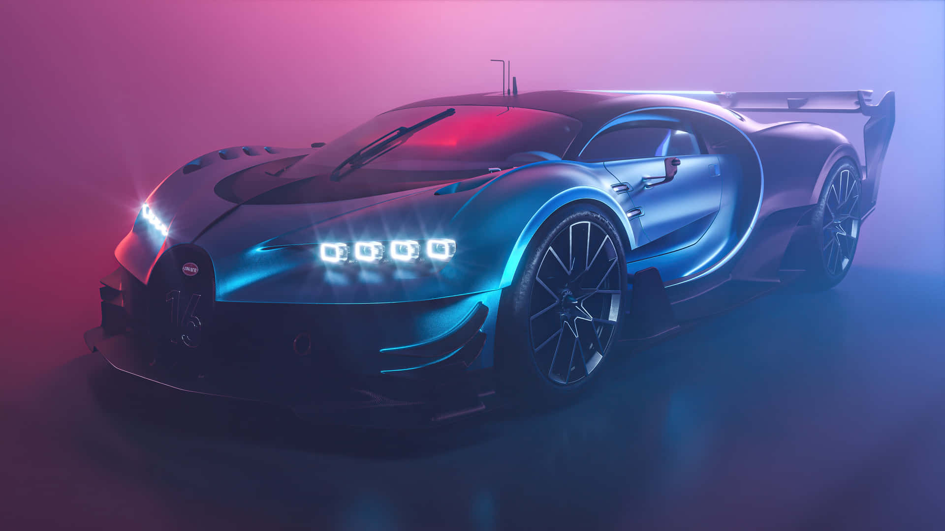 Enjoy a ride in a neon Bugatti! Wallpaper