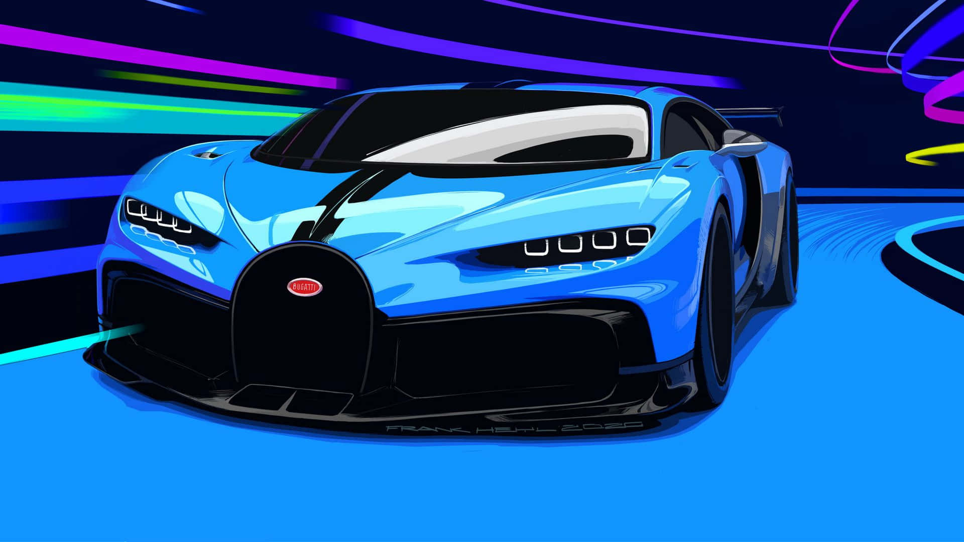 Skønheden af en Neon-lit Bugatti Wallpaper