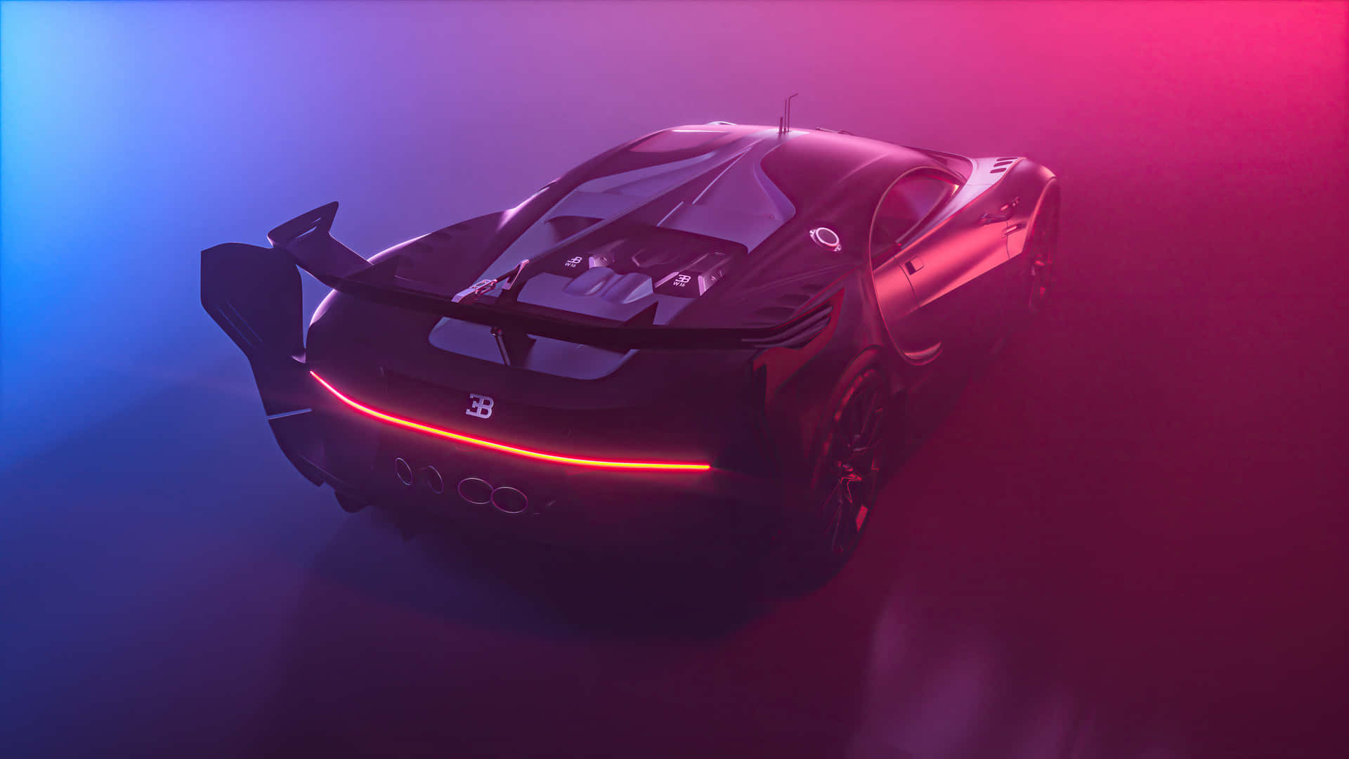 "A Neon Bugatti - This Iconic Supercar Lights up the Night!" Wallpaper