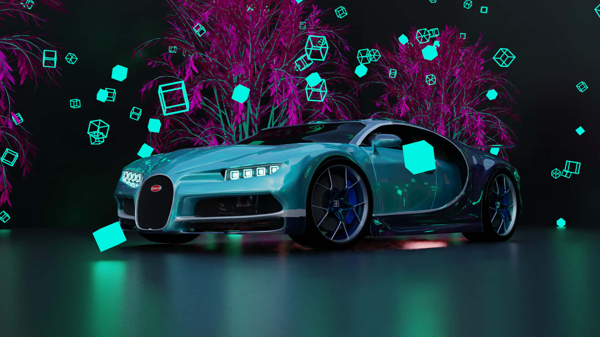 Låsupp Din Gudomliga Hastighet Med Den Neonfärgade Bugattin Som Bakgrundsbild På Din Dator Eller Mobil. Wallpaper