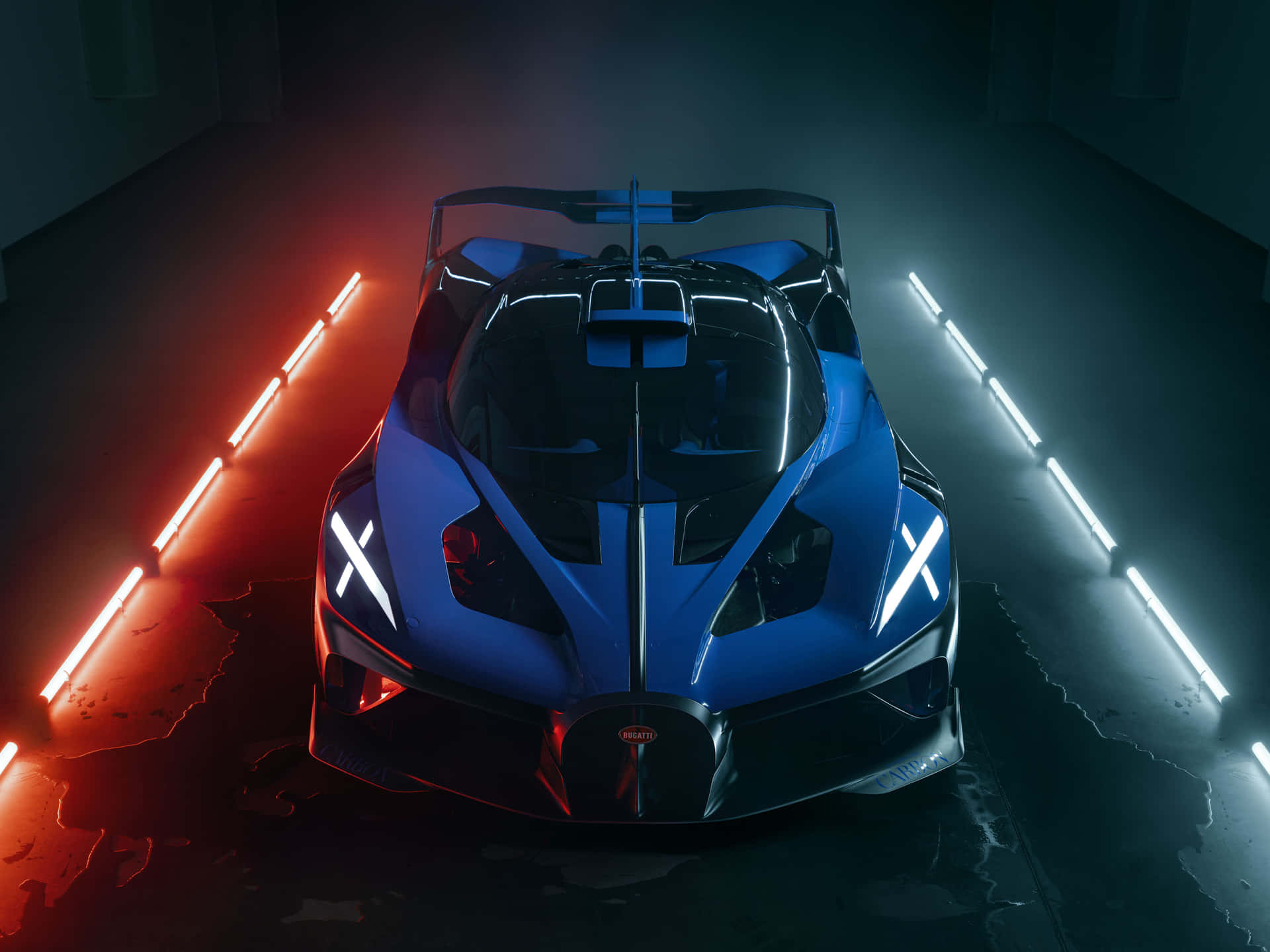 Kryssagenom Natten I Denna Fantastiska Neon Bugatti Som Bakgrundsbild På Din Dator Eller Mobil. Wallpaper