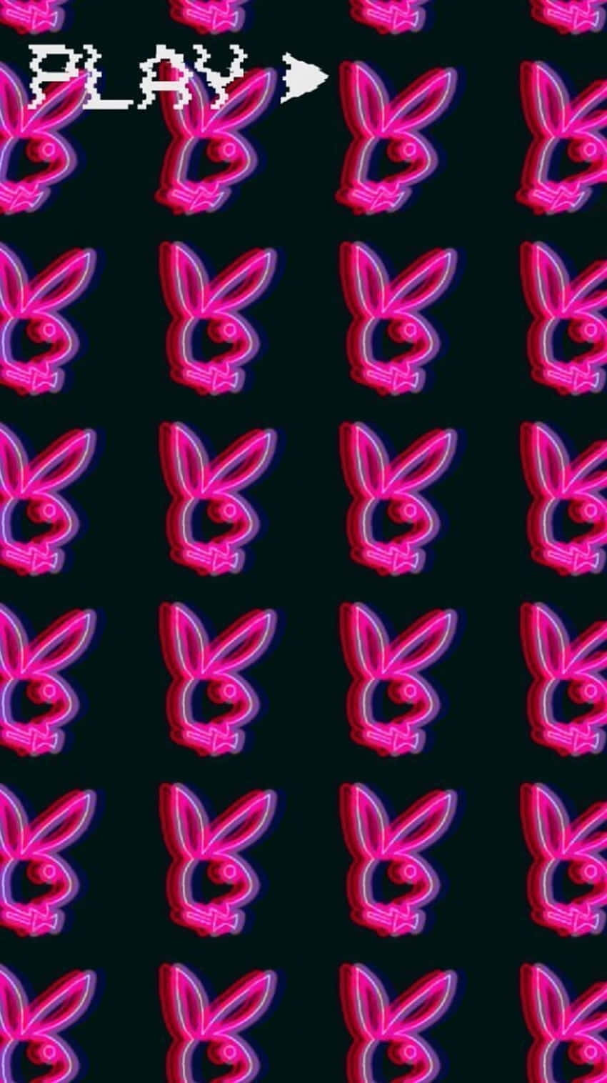Neon Bunny Pattern Y2 K Background Wallpaper