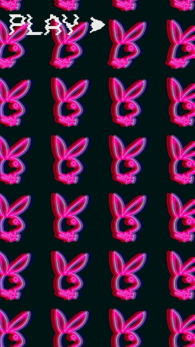 Neon Bunny Pattern Y2 K Style Wallpaper