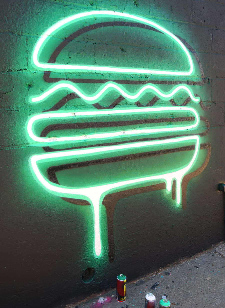 Neon Burger Art Graffiti.jpg Wallpaper