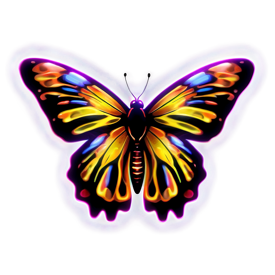 Neon Butterfly Glow Png 04292024 PNG