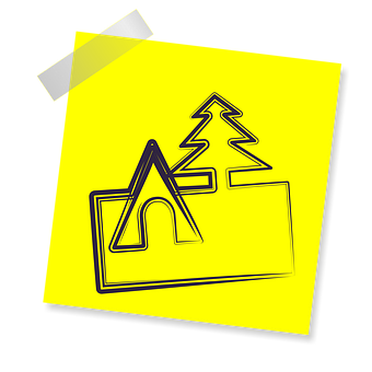 Neon Camping Icon Sticky Note PNG