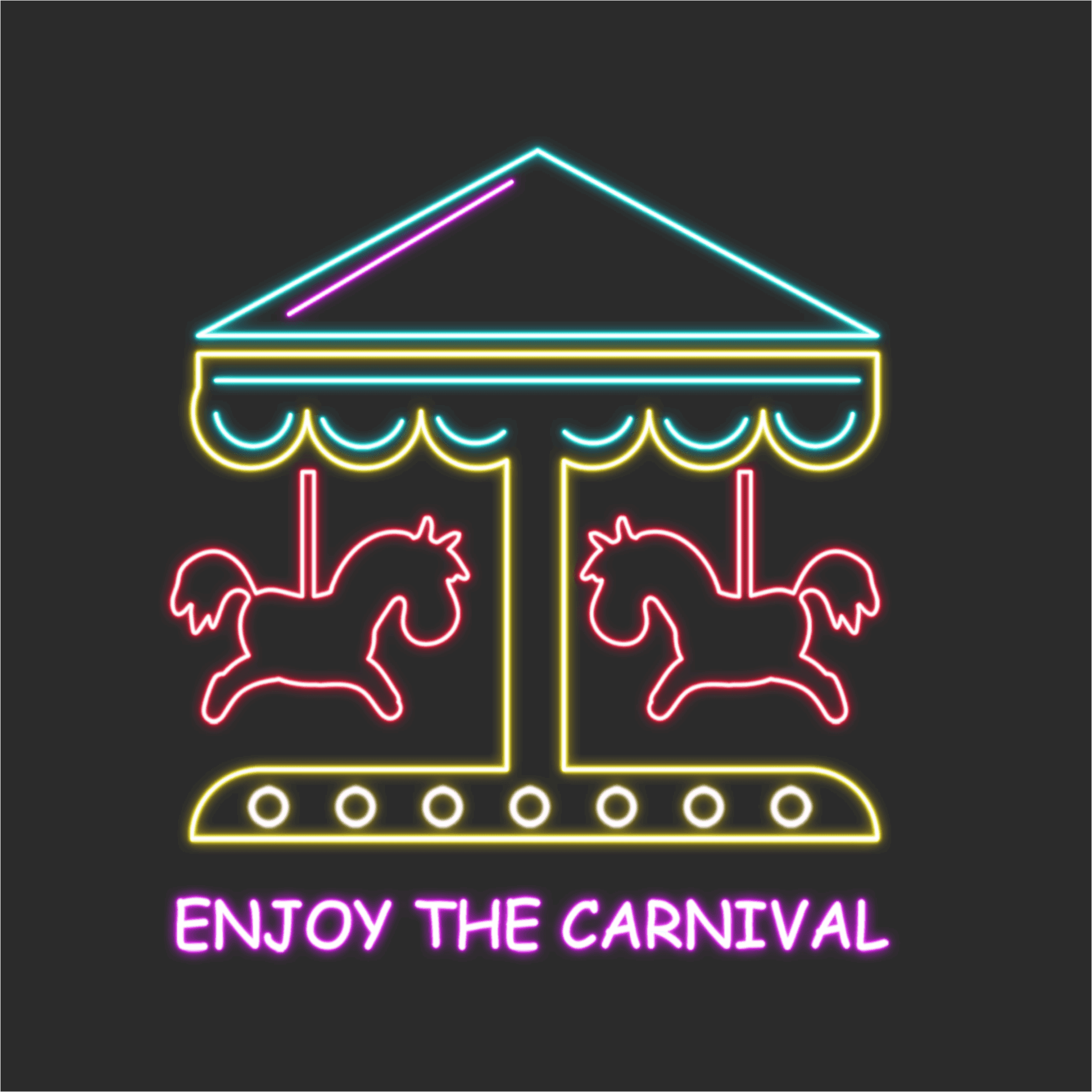 Neon Carnival Ride Sign PNG