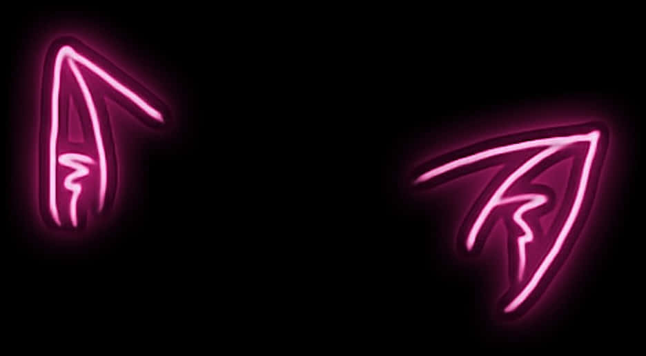 Neon Cat Ears Wall Art PNG