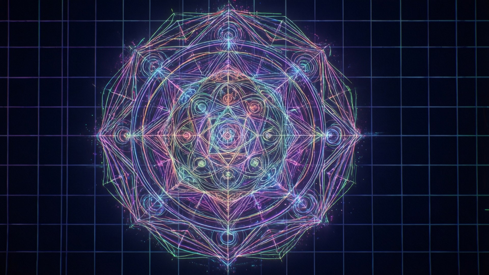 Neon Chakra Grid Wallpaper