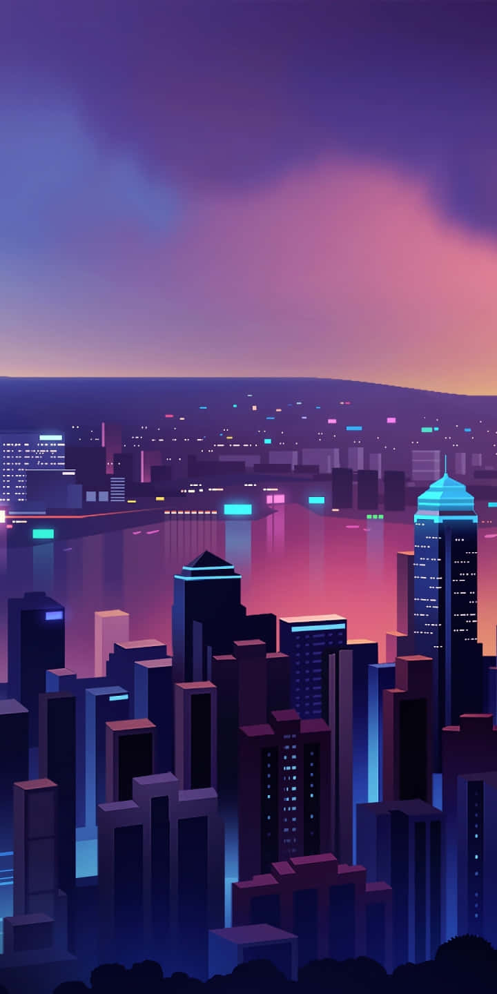 Udforske nattelivet af Neon City. Wallpaper