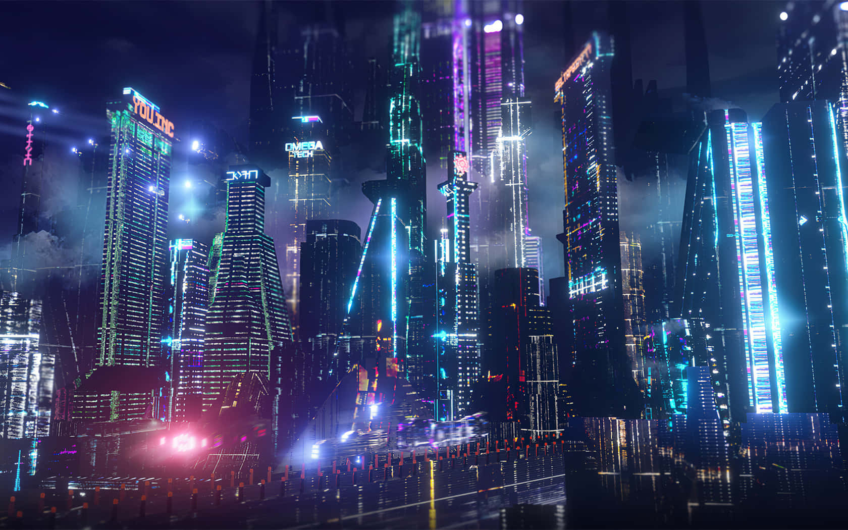 "The cityscape of Neon City never stops - explore, create, and be inspired!" Wallpaper