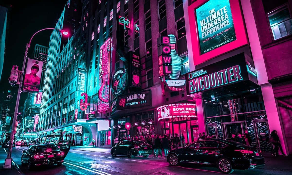 Download The Glowing Lights of Neon City | Wallpapers.com