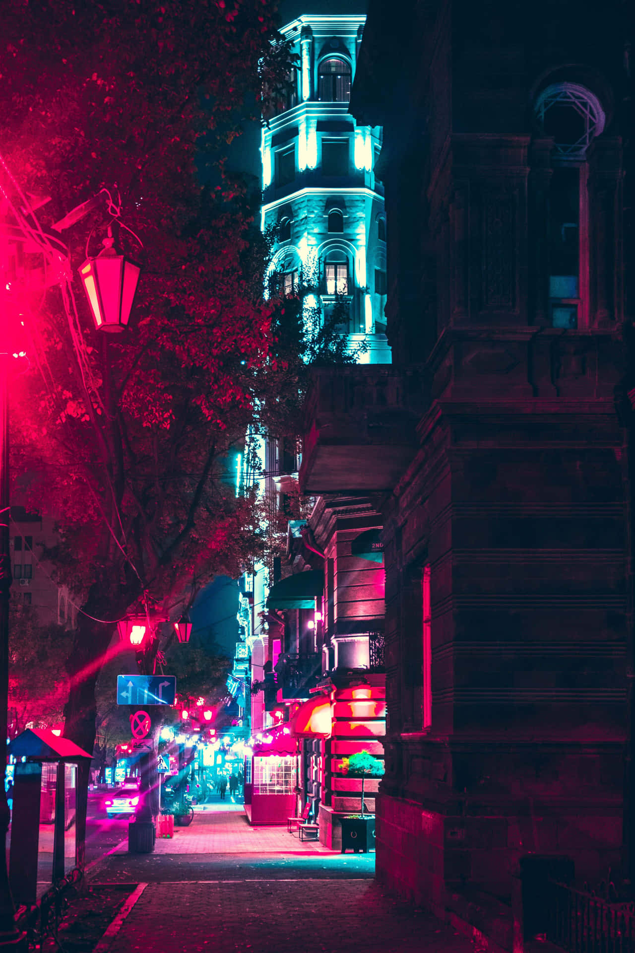 Einfuturistischer Blick Auf Eine Neonbeleuchtete Stadt.