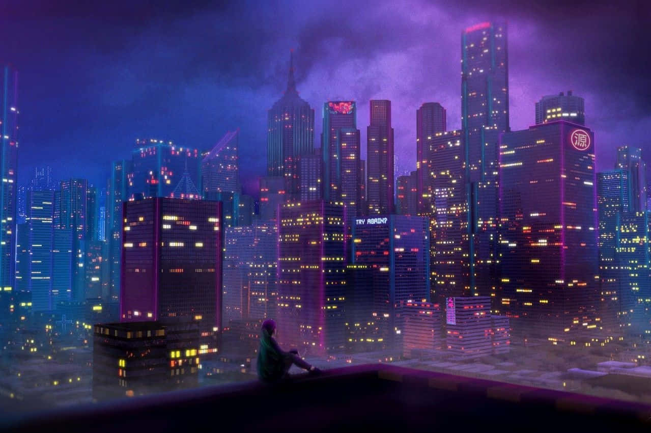 Breathtaking View of a Neon City