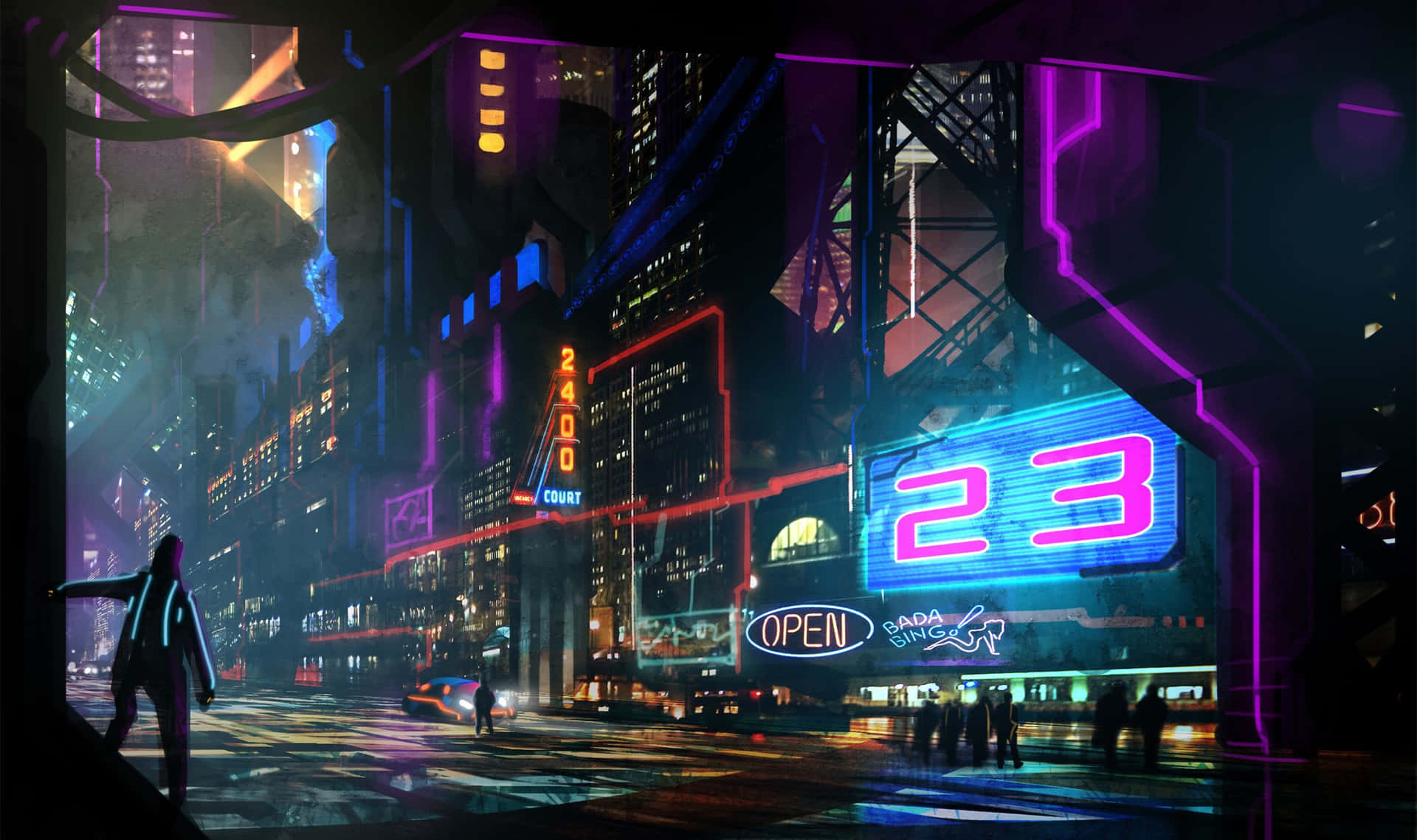 Neon City Background