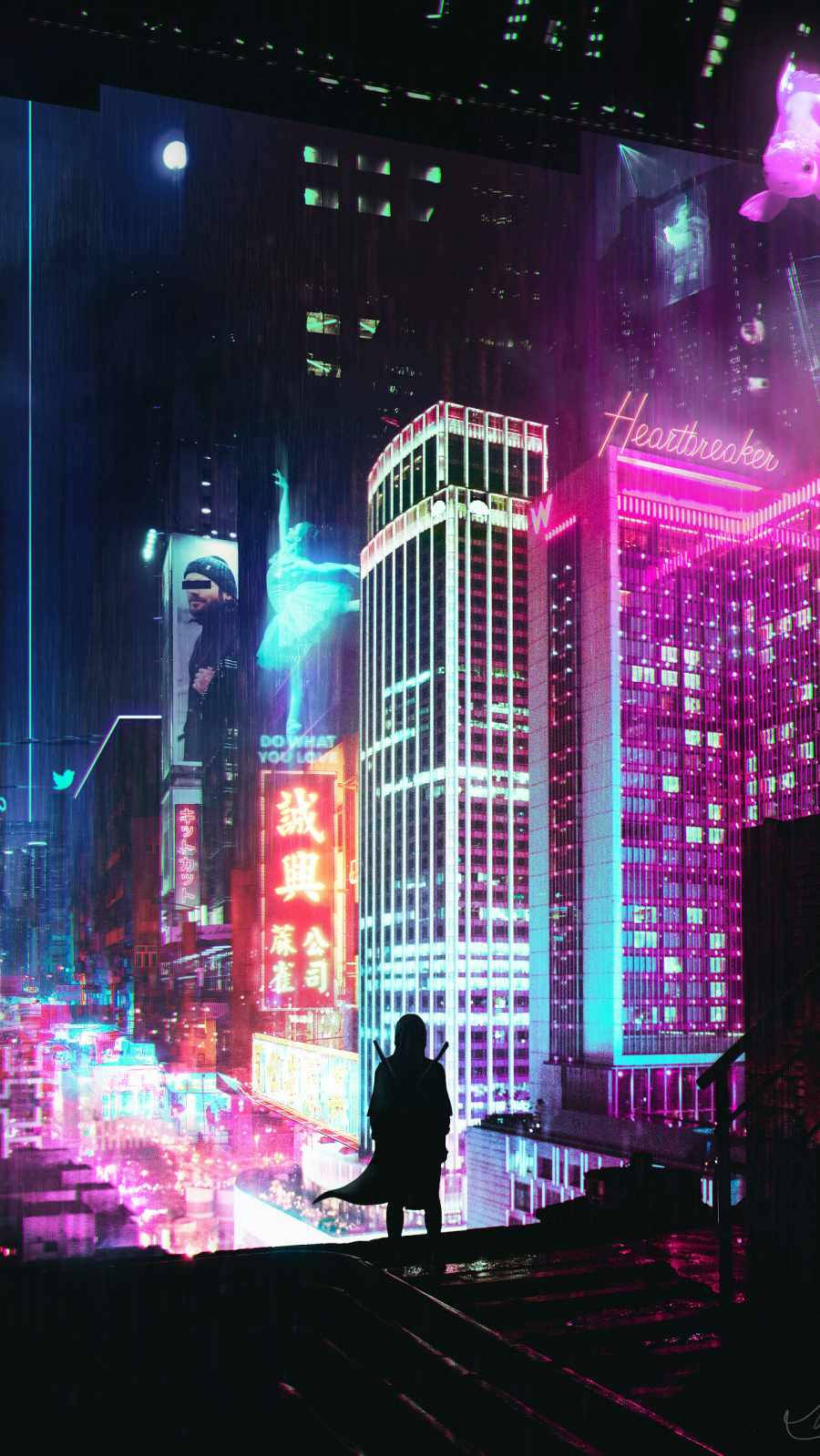 RWallpaper: Neon City Lights-cyberpunkbaggrund til iPhone XR. Wallpaper