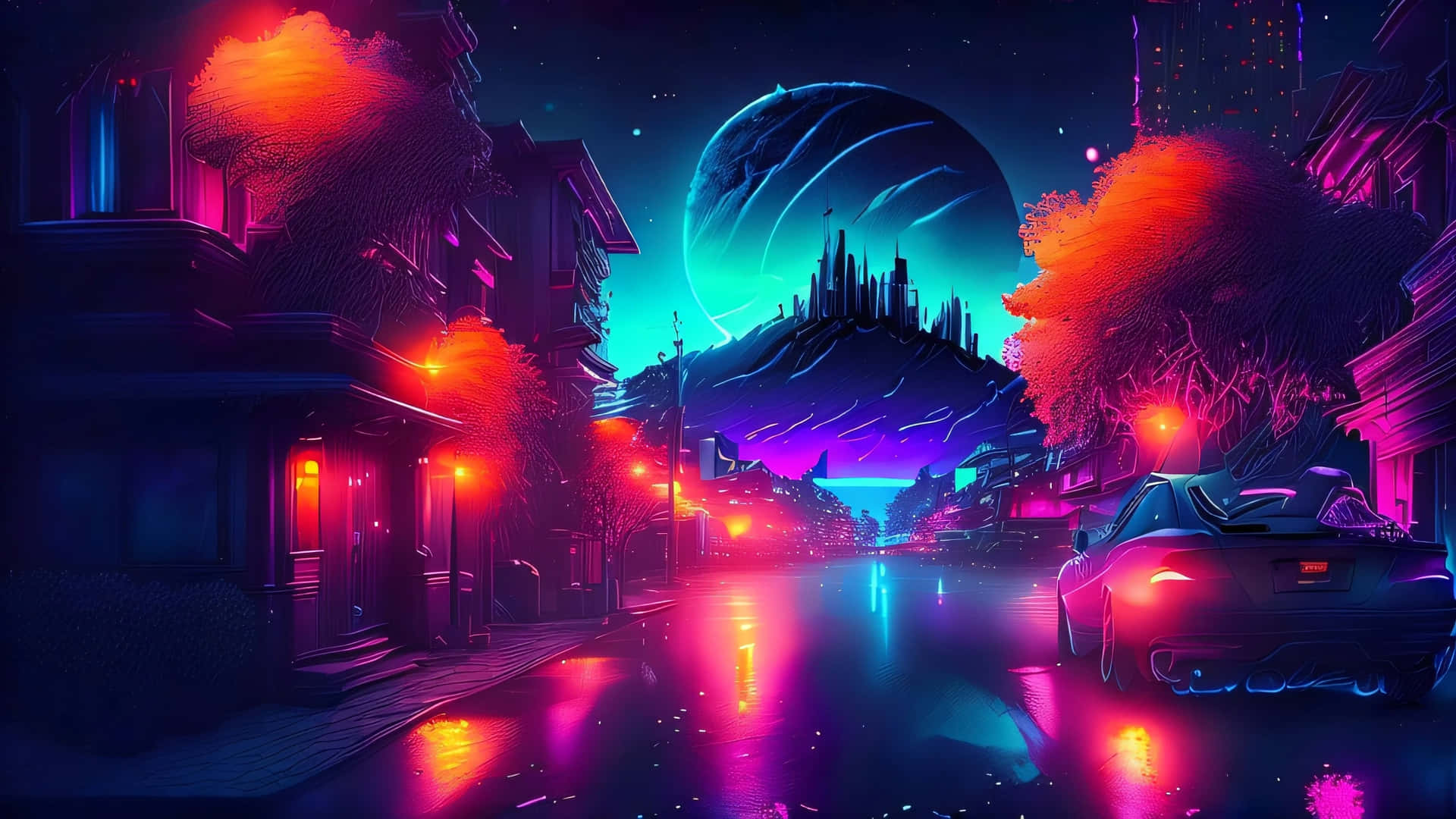Neon Cityscape Fantasy Art.jpg Wallpaper
