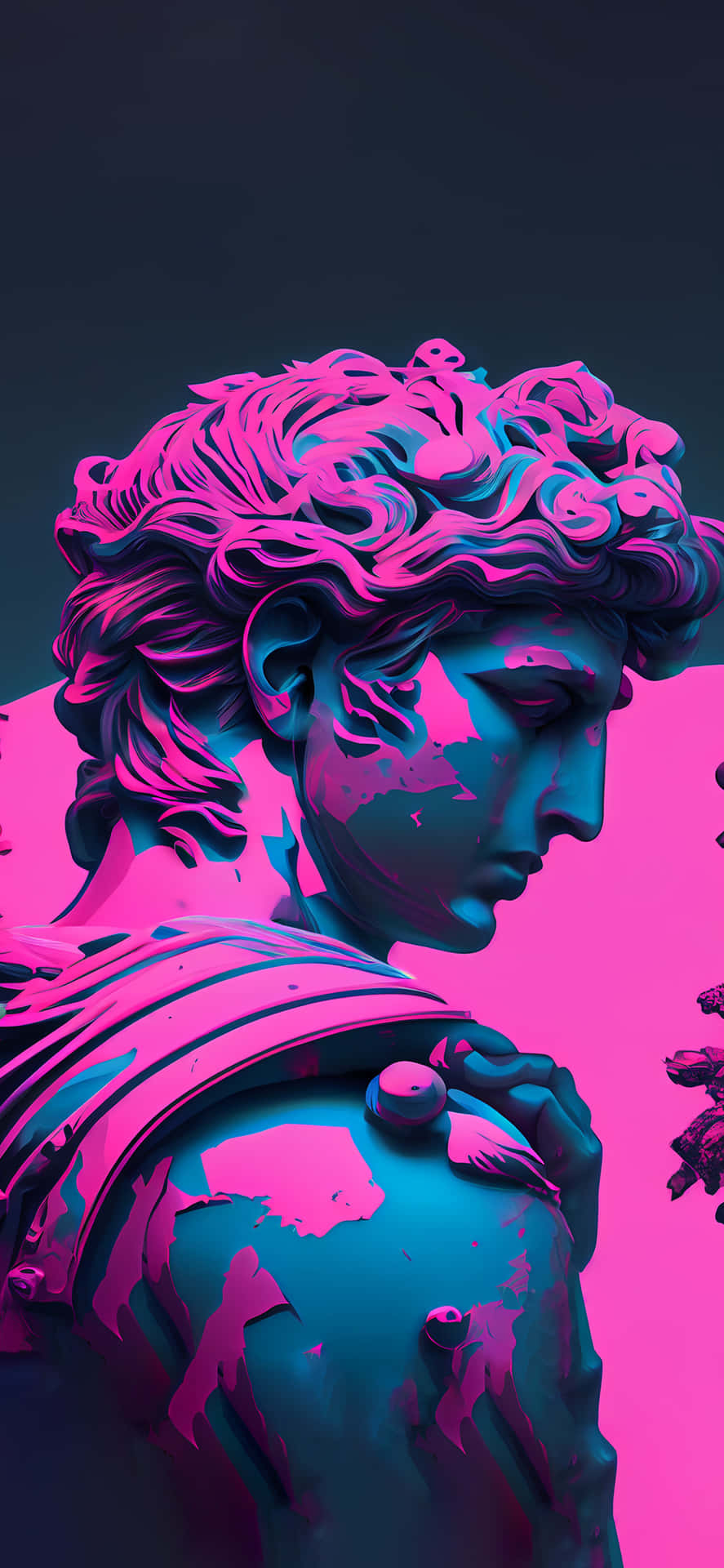 Neon Classical Statue Artwork Wallpaper