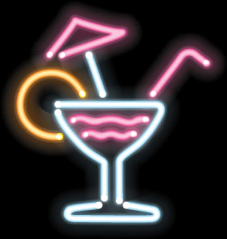 Neon Cocktail Sign PNG