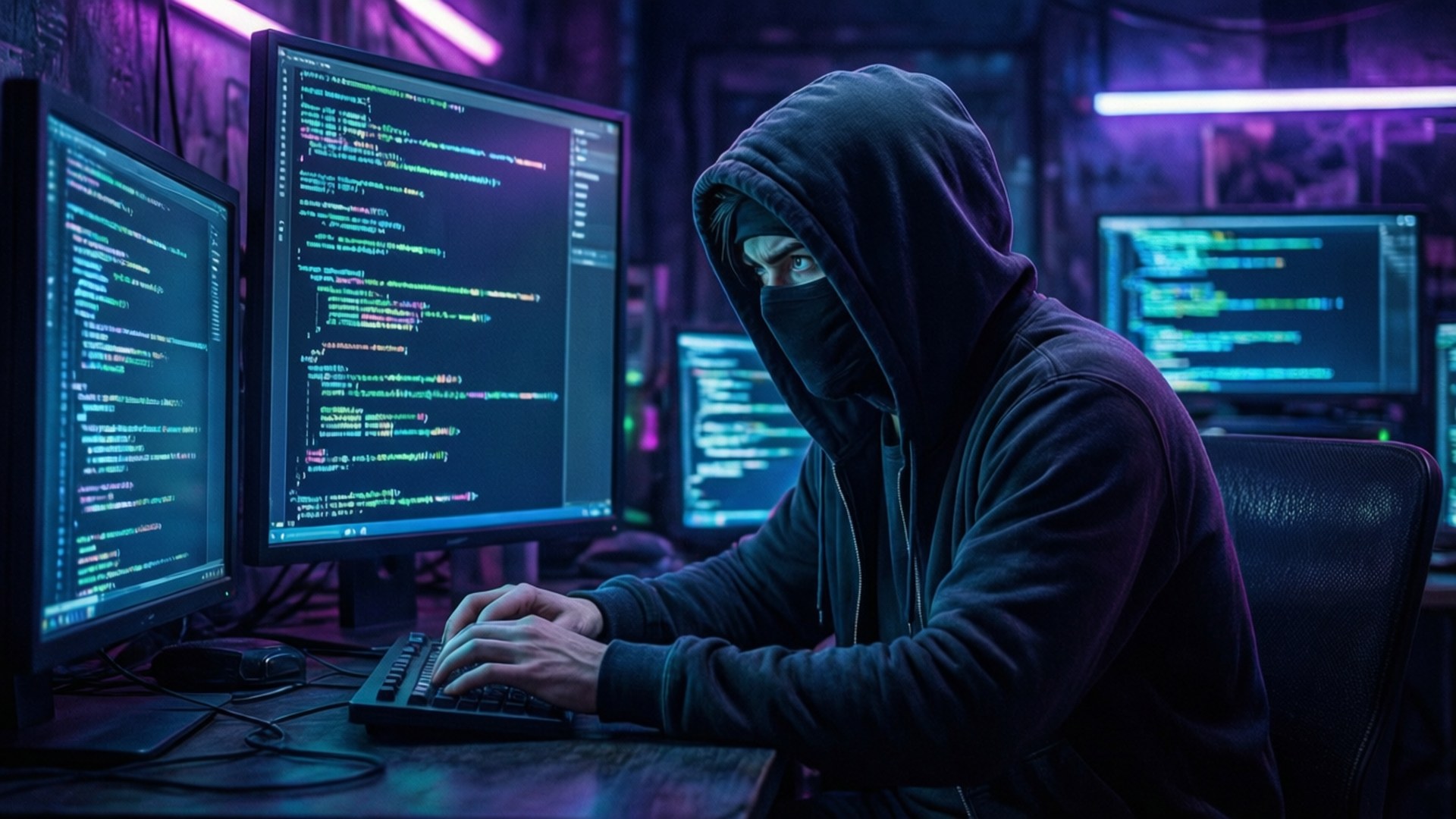 Neon Code Hacker Wallpaper