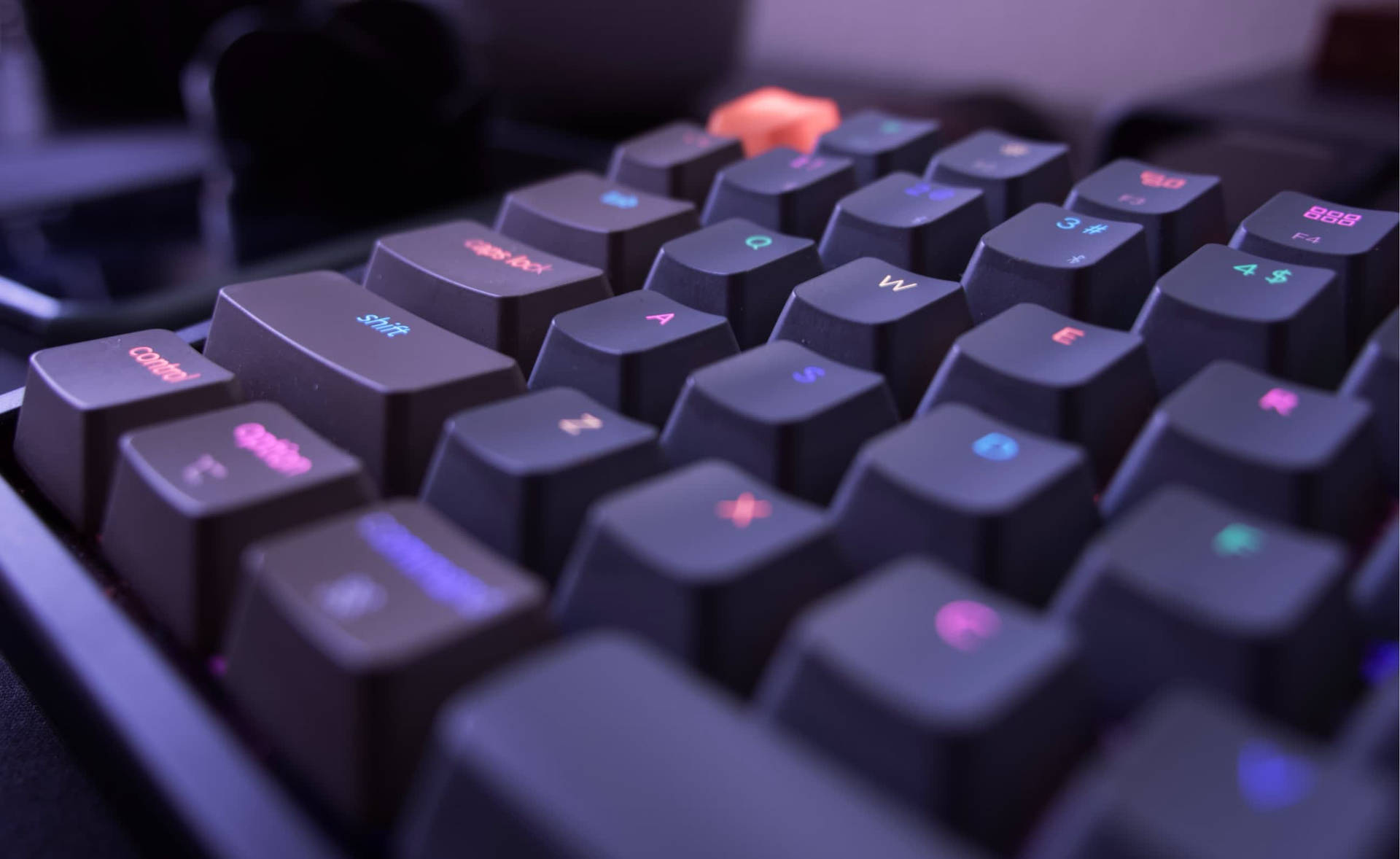 Neon Color Mechanical Computer Keyboard Background
