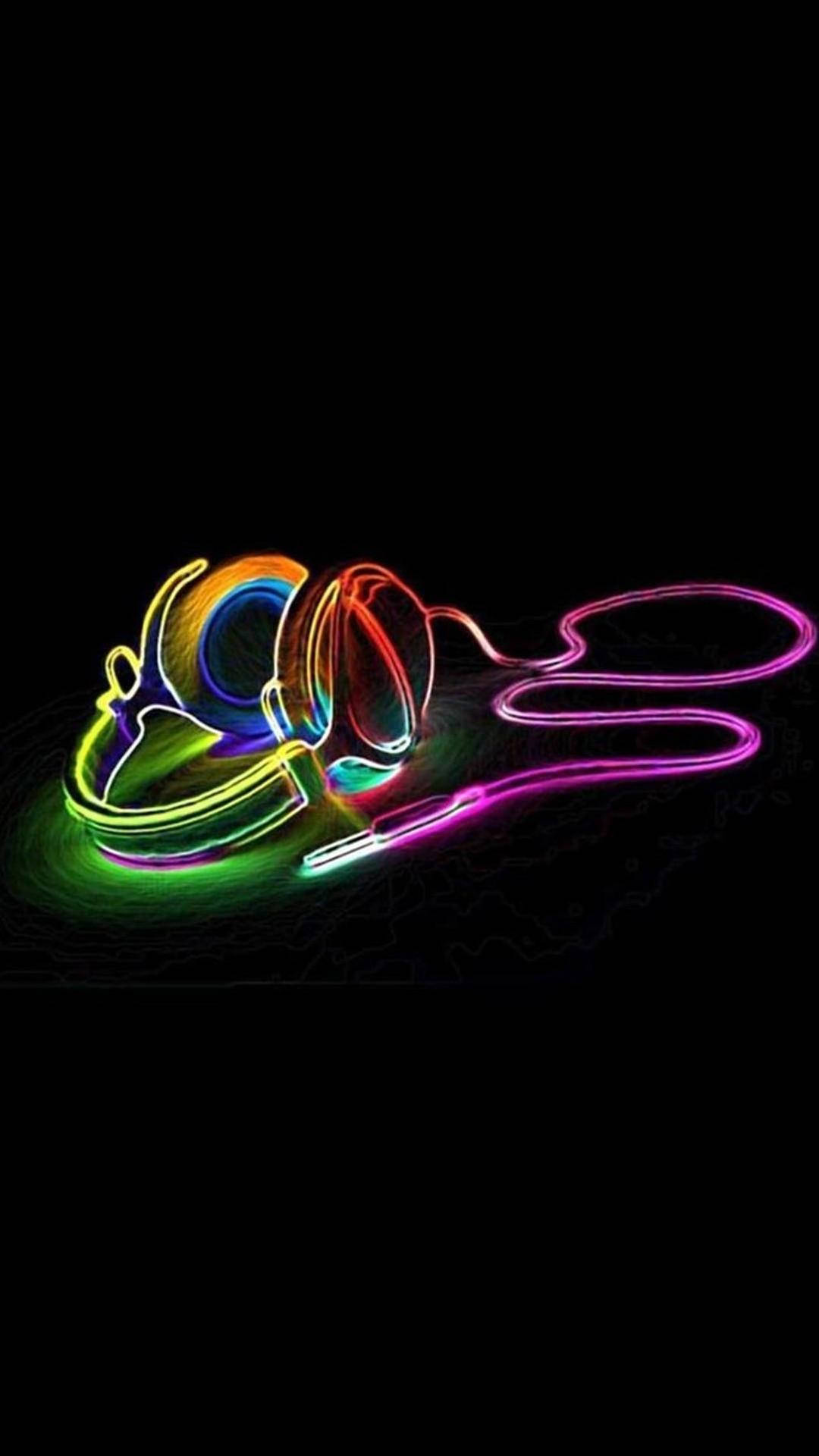 Neon Colorful Headset 3d Android Phone Wallpaper