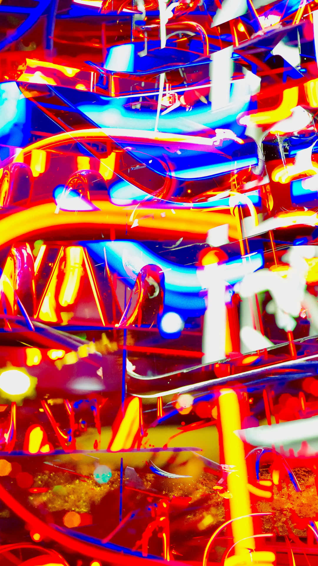 A Blurry Image Of A Neon Sign