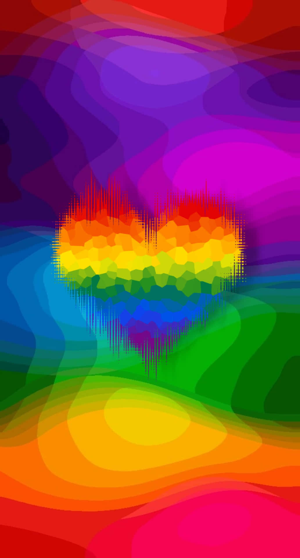 A Rainbow Heart With Sound Waves