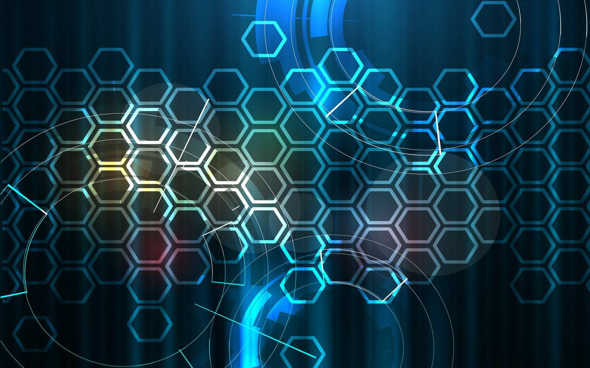 Neon Coloured Digital Hexagon Wallpaper