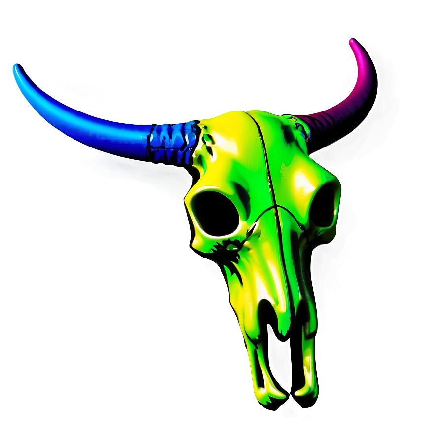 Neon Cow Skull Png Vjk24 PNG