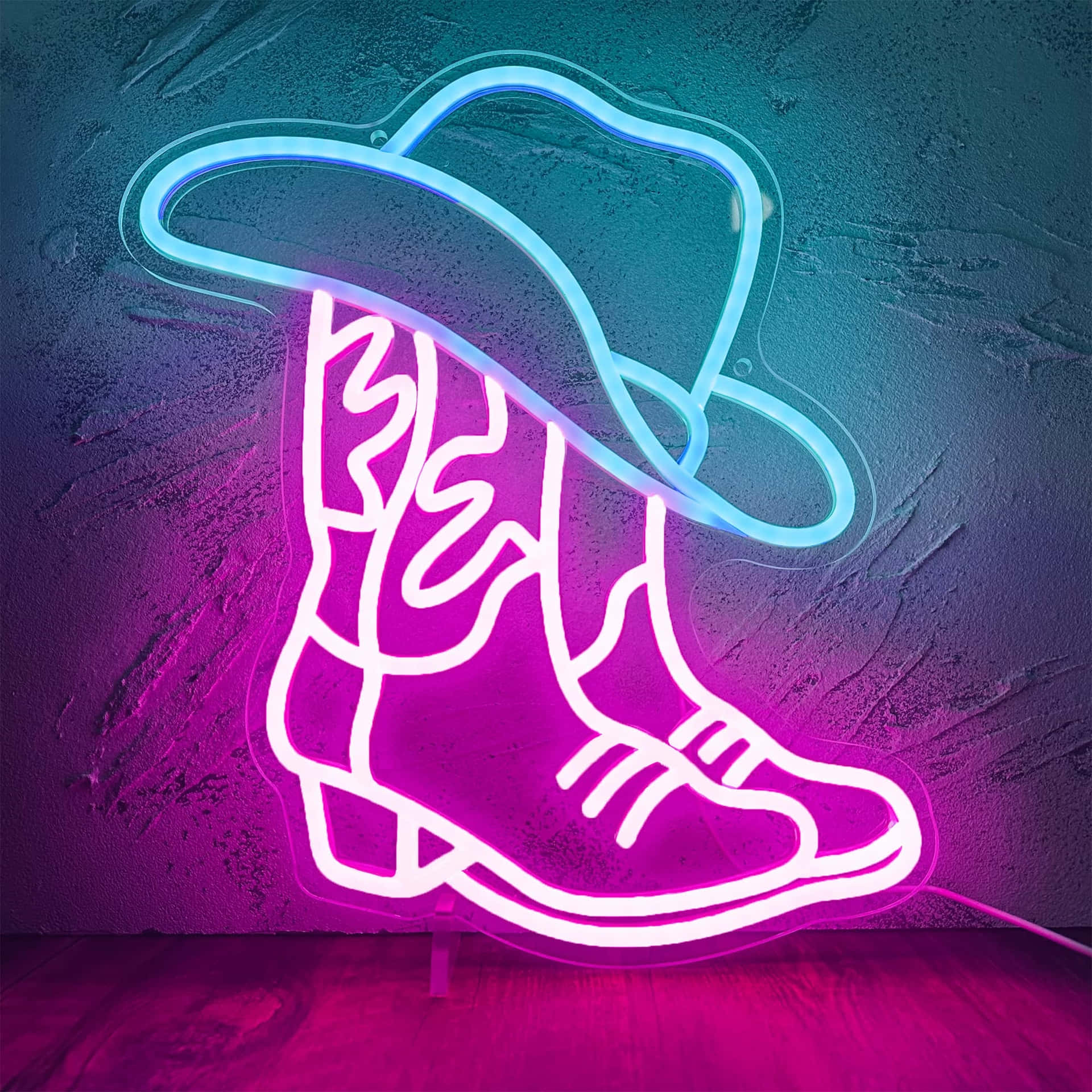 Neon Cowgirl Bootand Hat Wallpaper