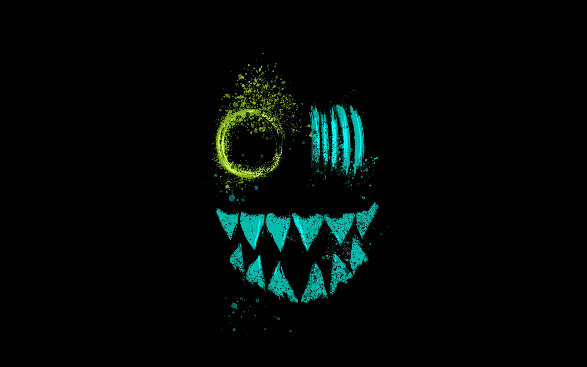 Neon Creepy Smile Background Black Wallpaper
