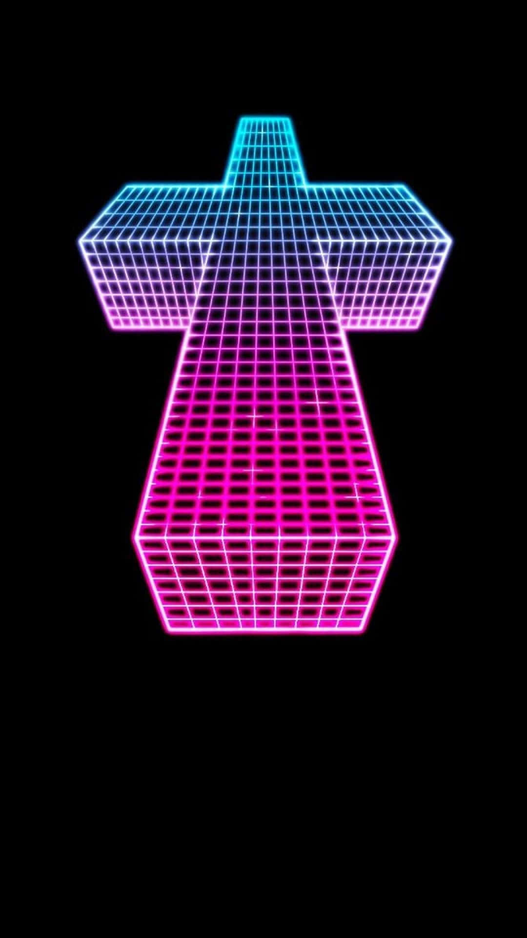 Neon Cross Vaporwave Aesthetic Wallpaper