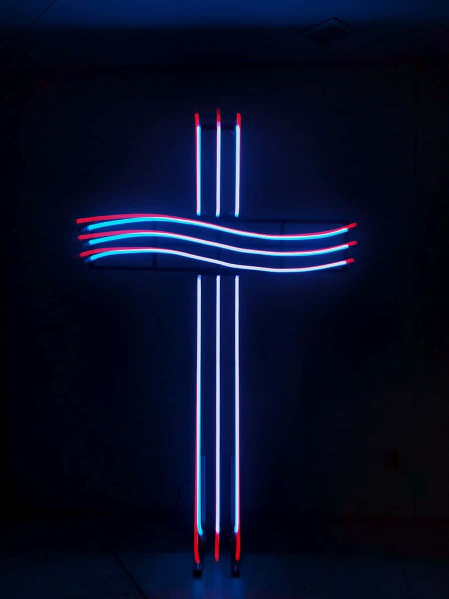 Follow the Neon Cross | Be Illuminated by Your Faith Wallpaper