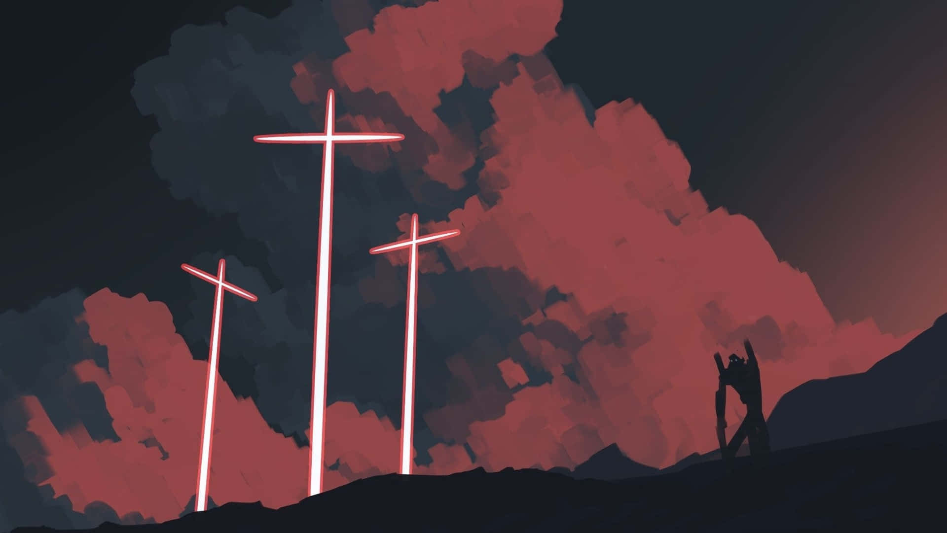 A neon cross, a beacon of faith and hope Wallpaper