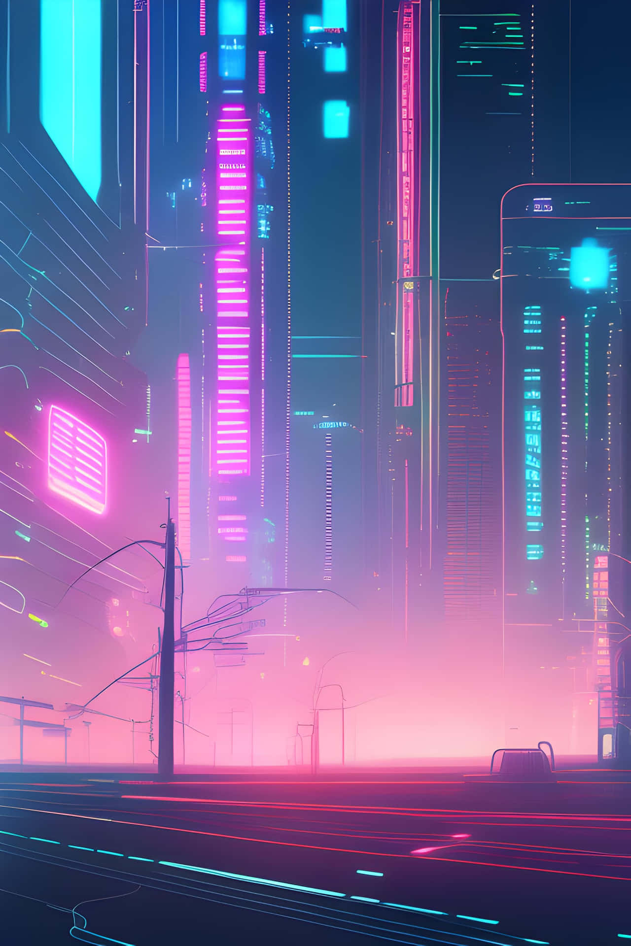 Neon Cyberpunk Cityscape Wallpaper