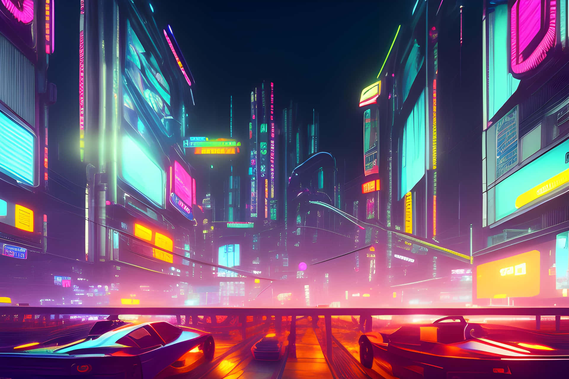 Neon Cyberpunk Cityscape Wallpaper