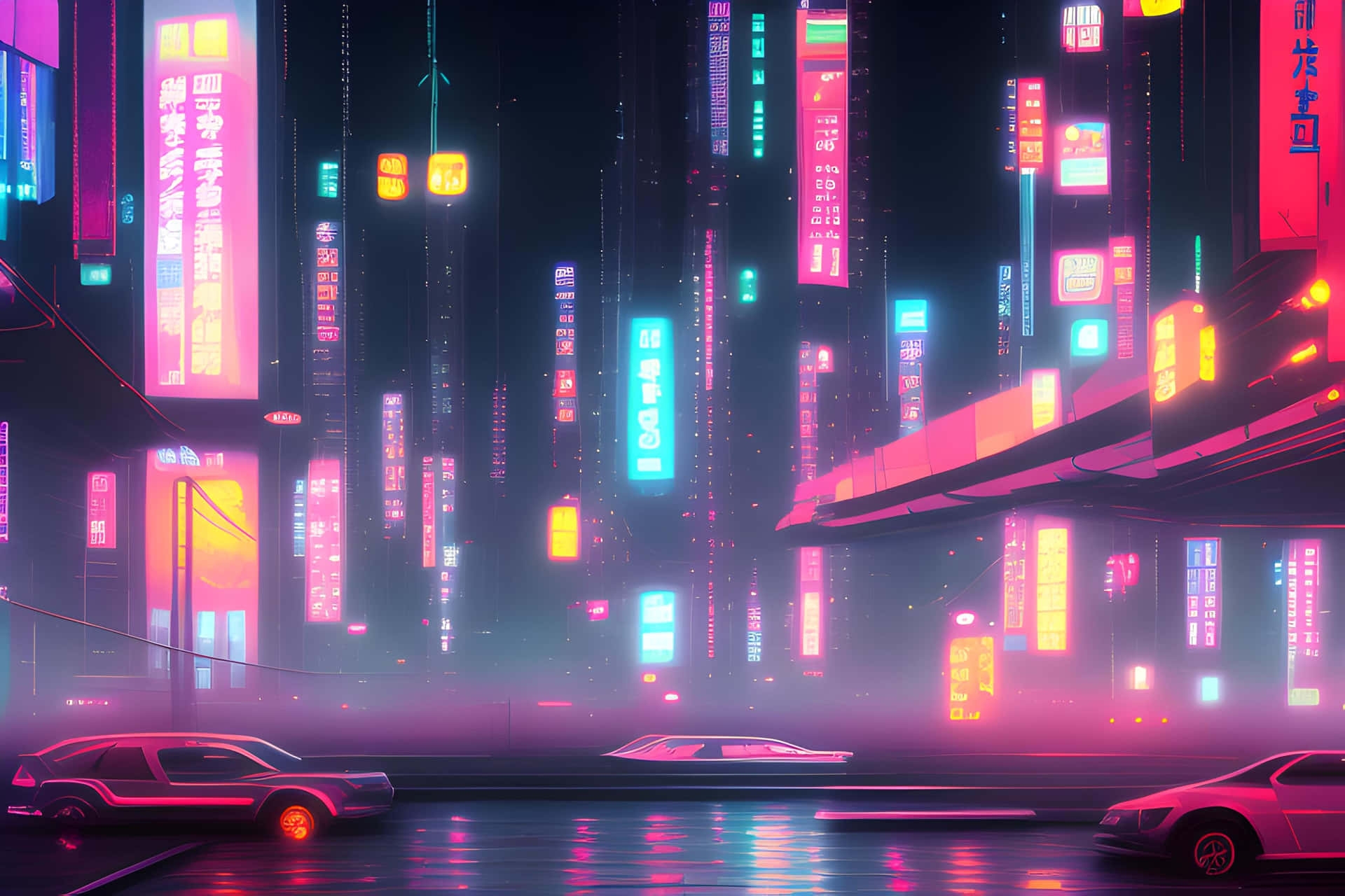 Neon Cyberpunk Cityscape Night Wallpaper