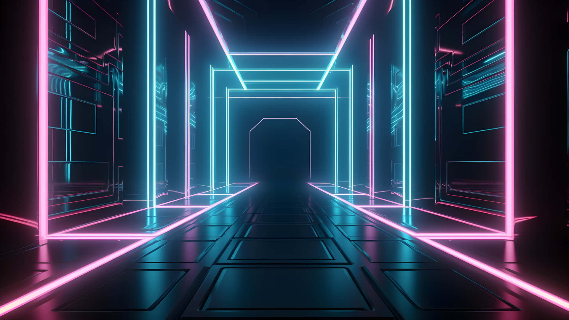 Neon Cyberpunk Corridor.jpg Wallpaper
