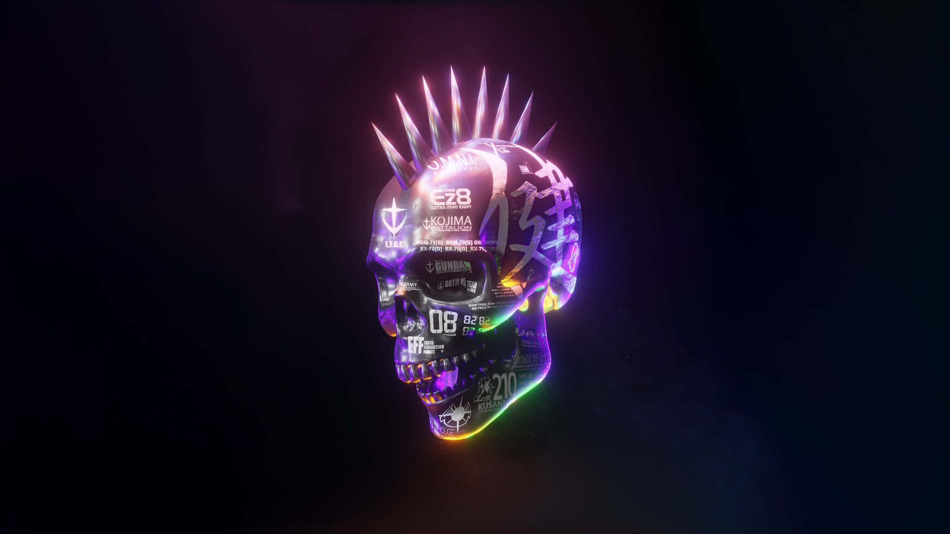 Neon Cyberpunk Skull Wallpaper