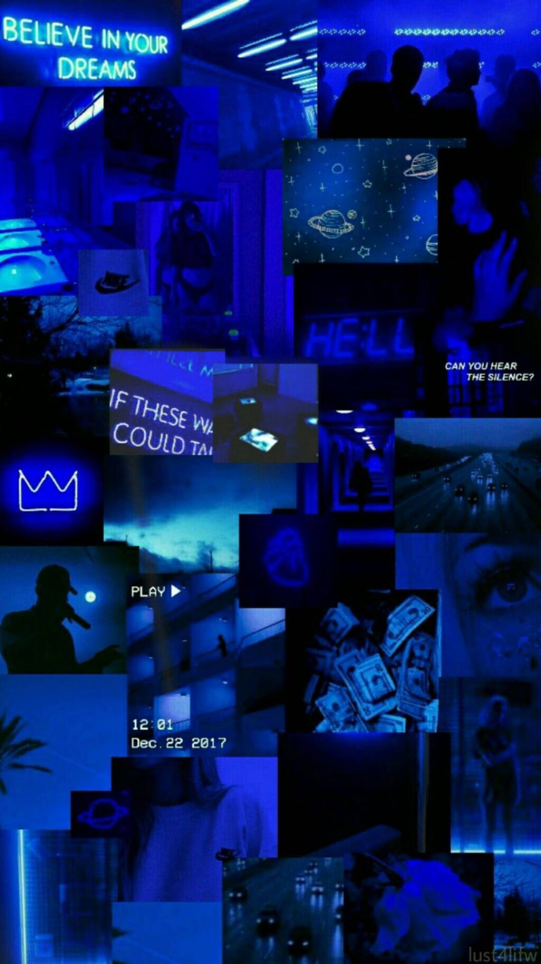 Neon Dark Blue Aesthetic Collage