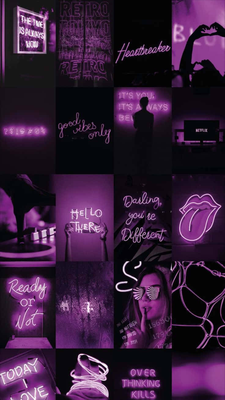Neon_ Dark_ Purple_ Aesthetic_ Collage Wallpaper